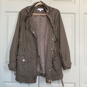 New York & Company Jacket adjustable waist + hood